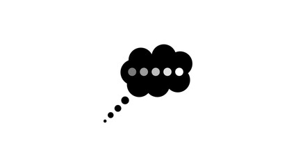 Conceptual illustration of thought processing with loading animation displayed in a thought bubble against a white background, minimalist design.