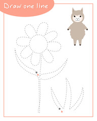 Draw one line flower. Graphomotor game