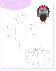 Draw one line scarecrow. Graphomotor game