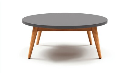 Scandinavian Style Round Grey Coffee Table with Wooden Legs