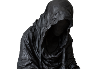 Melting Figure in Hooded Cloak Surreal Art Sculpture Varient 3