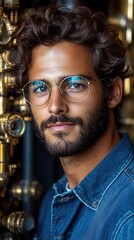 Obraz premium Man with glasses and beard, studio shot