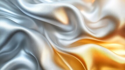 Obraz premium Close-up view of flowing metallic fabric.