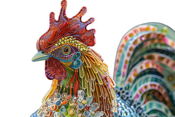 Fototapeta premium Pastel Rooster Glass Sculpture with Beaded Details Varient 4