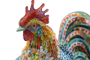 Pastel Rooster Glass Sculpture with Beaded Details Varient 4