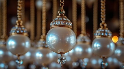 Elegant pearl pendants with gold embellishments