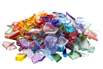 Pile of Colorful Glass Fragments on White Background Varient 4