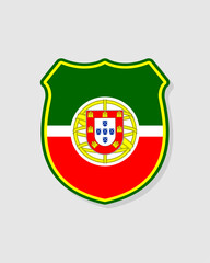 Minimalist Portugal shield design with green background and classic center symbol. Perfect for modern digital design, UI icon, and branding needs.