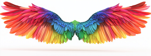 Colorful rainbow angel wings isolated on a white background, vector illustration design for graphic artwork or print.
