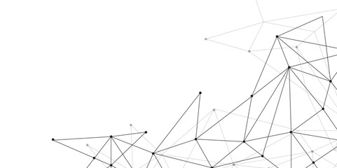 Abstract geometric background with connecting dots and lines with low poly triangle shapes. Polygonal Mesh Background Vector design digital technology concept Global network connection data structure. © Kainat 