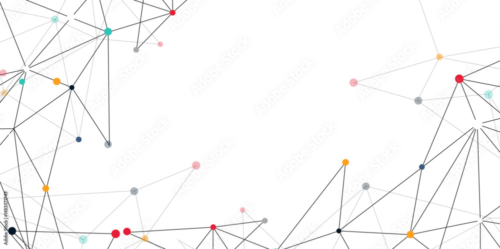 Poster abstract digital background of points and lines. abstract technology network nodes with polygonal sh