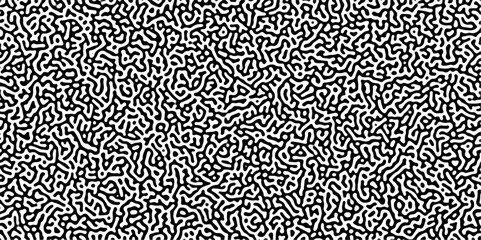 Turing reaction diffusion monochrome seamless pattern with chaotic motion .Linear design with biological shapes. Organic lines in memphis. abstract turing organic wallpaper background .	