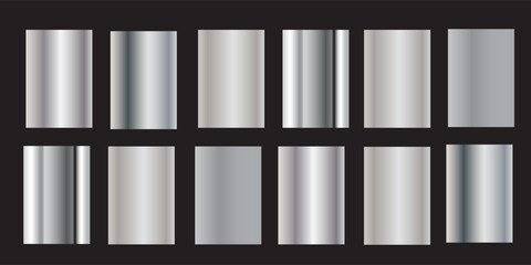 A set of colored metal gradients. A collection of vector shiny holograms and metallic gradients for decoration. Vector.
