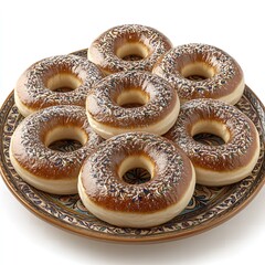 Delicious Glazed Donuts with Sprinkles on a Decorative Plate