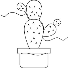 one line art Cactus vector illustration. line art, one continuous line, simple, hand drawn and sketch style. for icons, symbols, signs or logos. PNG