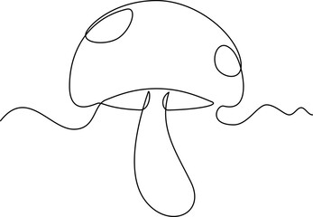 one line art Mushroom vector illustration. line art, one continuous line, simple, hand drawn and sketch style. for icons, symbols, signs or logos. PNG