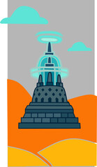 ship in the sea temple borobudur 