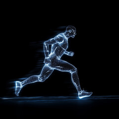 Fototapeta premium futuristic glowing runners in motion with speed and light trails