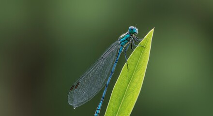 Dragonfly perched on leaf (1)