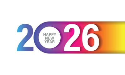 Happy New Year 2026 greeting card design template.