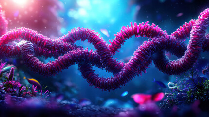 Obraz premium Vibrant closeup of intertwined polysaccharides mystical underwater scene, showcasing beauty