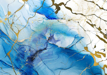 Elegant texture smooth stone marble  of ombre alcohol ink and fluid art golden sparkle background