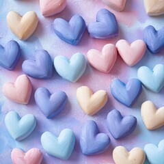 Fototapeta premium Colorful assortment of heart shaped candies perfect for celebrating love and affection