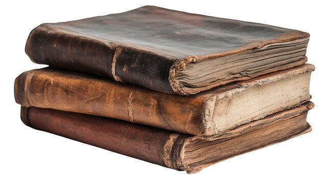 Vintage leather bound books stacked