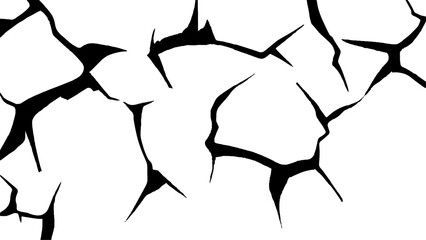 Vector grunge cracked texture transparent background. Crack texture lines isolated on white background.	
