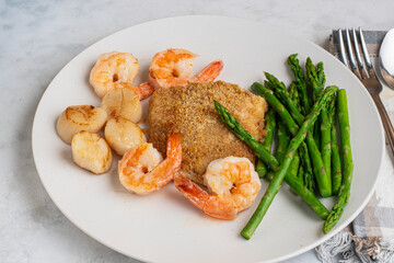 bake haddock  with  shrimp and scallops