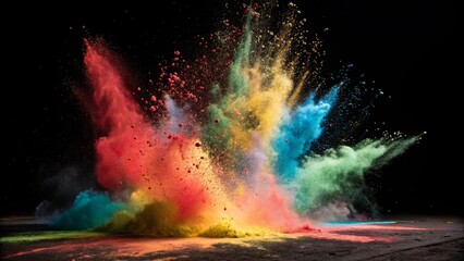 Explosion of colored powder on black background
