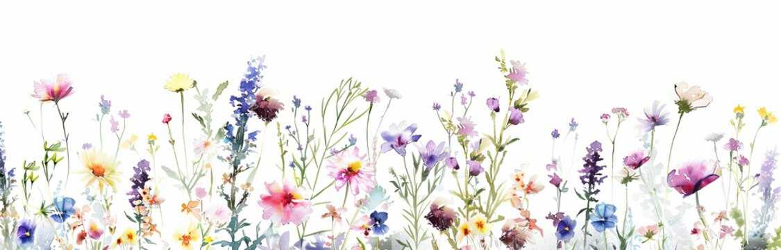 flores silvestres estilo acuarela. fondo blanco