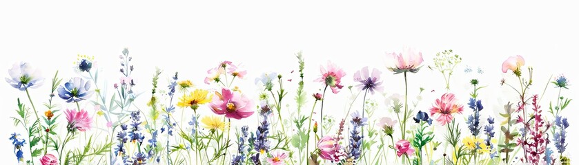 flores silvestres estilo acuarela. fondo blanco