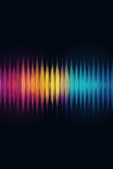 A colorful wave of sound is displayed on a black background. The colors are vibrant and the wave is long, creating a sense of movement and energy. The image conveys a feeling of excitement
