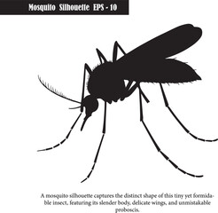 Black Silhouette of a Mosquito – Vector Insect Illustration