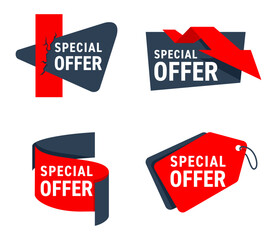 Special Offer red labels set in gray and red color