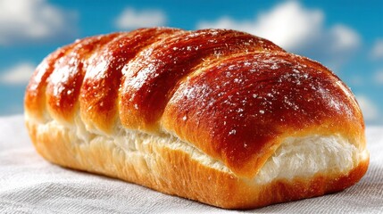 Golden brioche bread with a sweet, flaky texture.