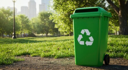Recycling bin in park