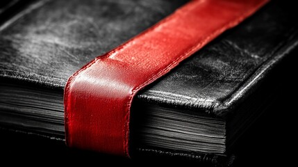 Dark book with crimson bookmark