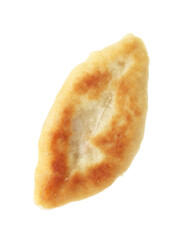 Delicious fried pyrizhok (stuffed pie) isolated on white
