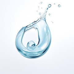 Swirling splash of clear blue water drop