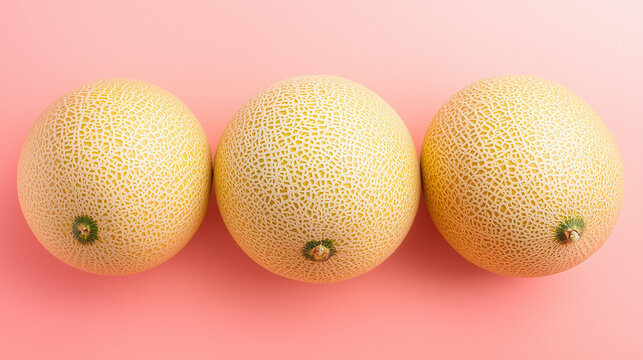 cantaloupe melon isolated on pink background food photography