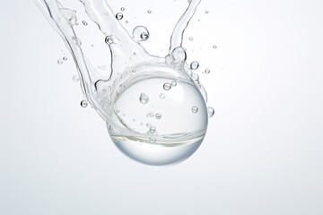 Droplet of water splashing with bubbles