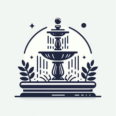 beautiful fountain illustration 