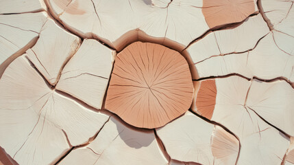 Obraz premium Abstract arrangement of stylized log ends with circular grain patterns