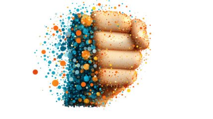 Abstract fist exploding dots image