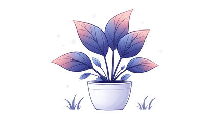 Fototapeta premium Abstract purple pink houseplant illustration