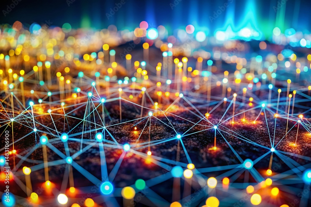 Poster abstract big data cloud computing network connection - tilt-shift design