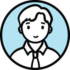 Round icon people avatar photo profile picture black line cartoon minimal style