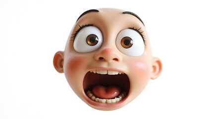 Cartoon Character with Wide Eyes and Open Mouth Showing Surprise